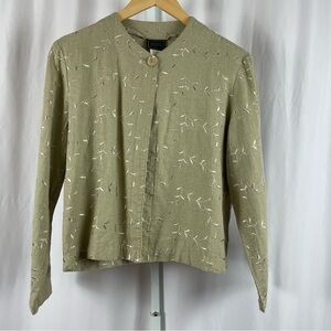 Vintage 20 South Linen Petite Small Embroidered Button Blazer Made in USA